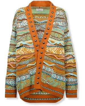 Laneus Button-Down Knitted Cardigan With Classic Design - Orange
