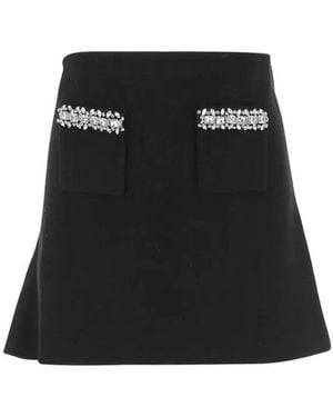 Self-Portrait Knit Mini Skirt With Crystals - Schwarz