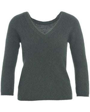 Roberto Collina V-Neck Knit Sweater With Plush Texture And Straigh - Grün