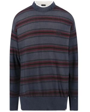 Balenciaga Striped Layered Knit Top - Blau