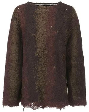 VITELLI Gradient Sweater With Flared Hem And Crew Neck - Braun
