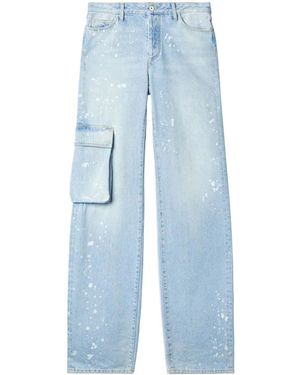 Off-White c/o Virgil Abloh Toybox Painted Wide-Leg Jeans - Blau