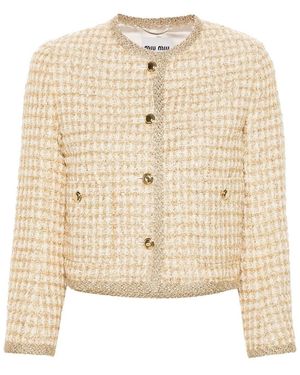 Miu Miu Check Lame Jacket - Natur