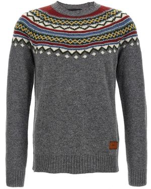 DSquared² Intricate Intarsia Wool Sweater - Grau