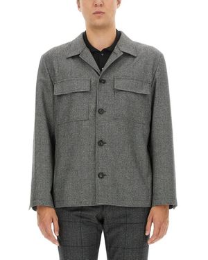Lardini Wool Shirt With Classic Collar - Grau