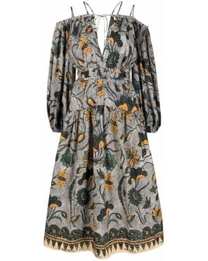Ulla Johnson Floral-Print Flared Dress - Grau