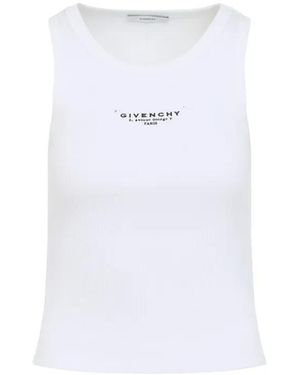 Givenchy Sleeveless Cotton Blend Top With Logo - Weiß