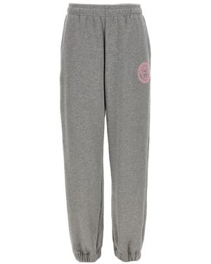 Versace Brushed Cotton Joggers With Embossed Logo - Grau