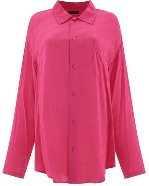 Balenciaga Long Sleeve Jacquard Logo Shirt - Pink