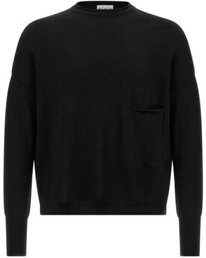 Ma'ry'ya Oversized Wool Sweater With Raw Cut Neckline And F - Schwarz