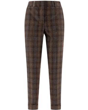 Peserico Check Wool Trousers - Grau