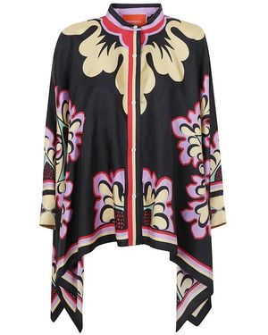 La DoubleJ Asymmetrical Hem Silk Shirt - Schwarz
