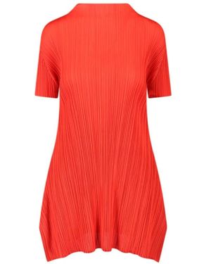 Pleats Please Issey Miyake Flowing Dress With Vertical Pleats - Rot