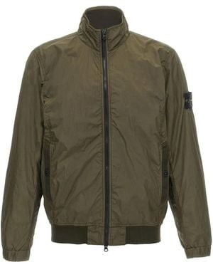 Stone Island High Neck Jacket With Two-Way Zip - Grün