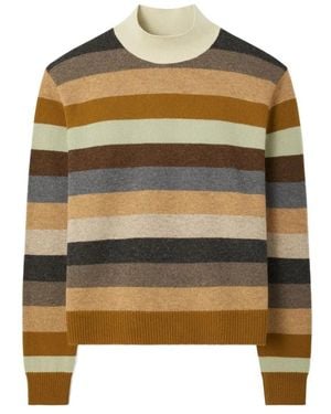 Tory Burch Striped High Neck Sweater With Ribbed Details - Mehrfarbig