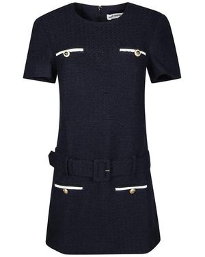 Self-Portrait Structured Mini Dress With Belted Waist - Blau