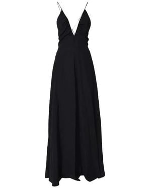 Aspesi Silk Crêpe De Chine Long Dress - Schwarz