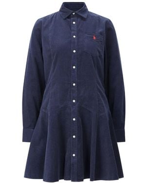 Polo Ralph Lauren Mini Dress Velluto - Blau
