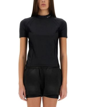 T By Alexander Wang Fitted T-Shirt With Logo Details - Schwarz