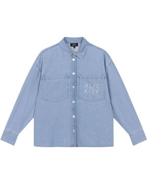 Alix The Label Chambray Peplum Denim Blouse Blouse - Blau