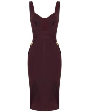 Elisabetta Franchi Structured Bodice Midi Dress - Lila