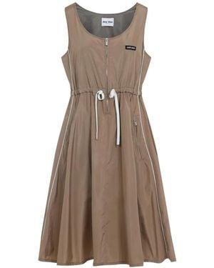 Miu Miu Nude & Neutral Dress With Flared Skirt - Braun