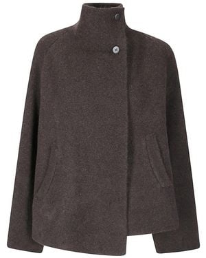 Boboutic High Collar Jacket With Button Closure - Schwarz