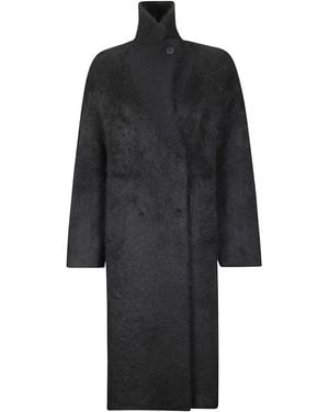 Boboutic Textured Knit Double-Breasted Coat - Schwarz