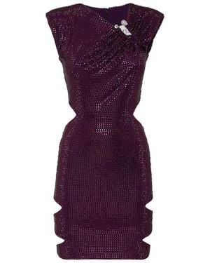 Philipp Plein Cocktailkleid Mit Schmucksteinen - Lila