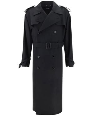 Dolce & Gabbana Double-Breasted Wool Trench Coat - Schwarz