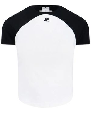 Courreges Circle Contrast T-Shirt With Contrast Detail - Schwarz