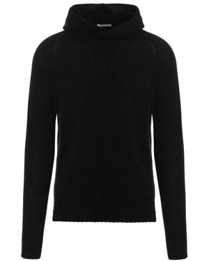 Ma'ry'ya Hooded Sweater With Side Splits And Long Cuffed Sl - Schwarz