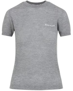 Miu Miu Textured Cashmere T-Shirt - Grau