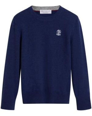 Brunello Cucinelli Cashmere Crew Neck Sweater - Blau