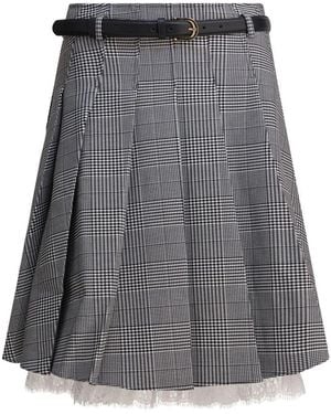 Self-Portrait Pleated Midi Skirt - Grau