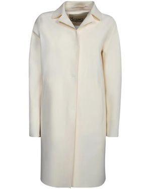 Herno Ivory Outerwear Coat With Classic Collar - Weiß