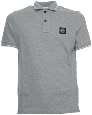 Stone Island Slim Fit Organic Cotton Piqué Polo With Compass P - Grau
