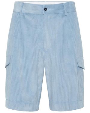 Philipp Plein Velvet Gabardine Short Cargo Trousers Cool Kid Fit - Blau
