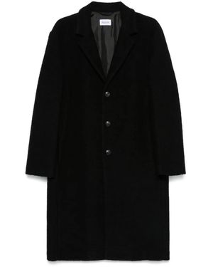 AMISH Long Tailored Coat With Notched Lapel And Bu - Schwarz