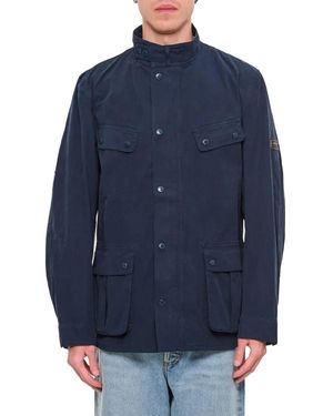 Barbour Front Button Closure Jacket With Ribbed Collar - Blau
