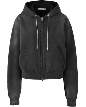 Alexander Wang Cropped Zip Sweatshirt - Schwarz