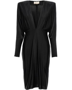 Alexandre Vauthier Structured V-Neck Jersey Dress - Schwarz