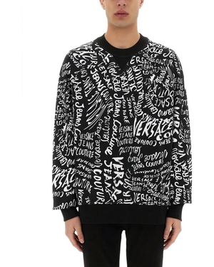 Versace Jeans Couture Logomania Print Crew Neck Sweatshirt - Schwarz