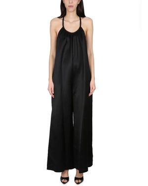 Alysi Wide Satin Jumpsuit - Schwarz