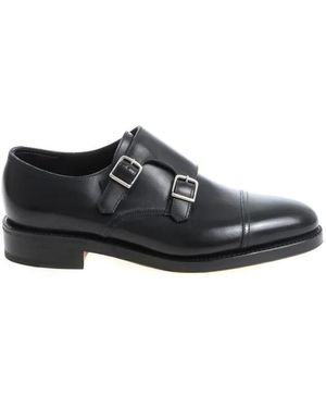John Lobb Hand-Sewn Calf Leather Double Buckle Shoe - Schwarz