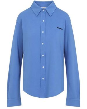 Miu Miu Button-Down Shirt With Classic Collar - Blau