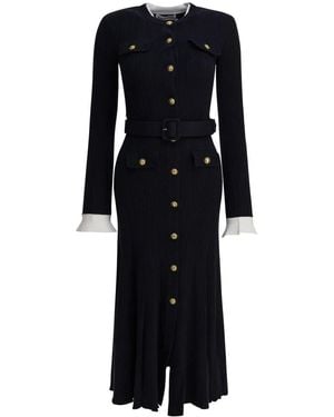 Self-Portrait Viscose Knit Midi Dress - Schwarz
