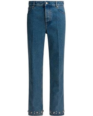 Valentino Garavani Straight-Leg Denim Jeans With Metallic Cabochon Ac - Blau