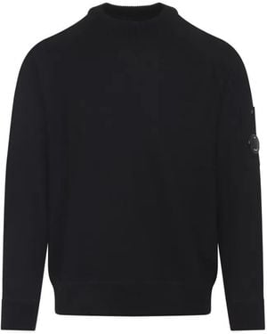 C.P. Company Wool-Cotton Blend Sweater With Round Lens De - Schwarz