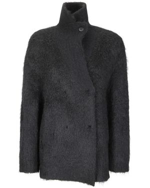 Boboutic Textured Knit Double-Breasted Jacket - Schwarz